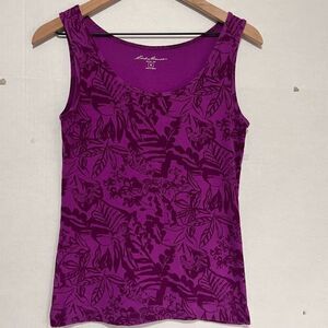 Eddie Bauer Purple With Black Leaf Pattern Tank   Sz M